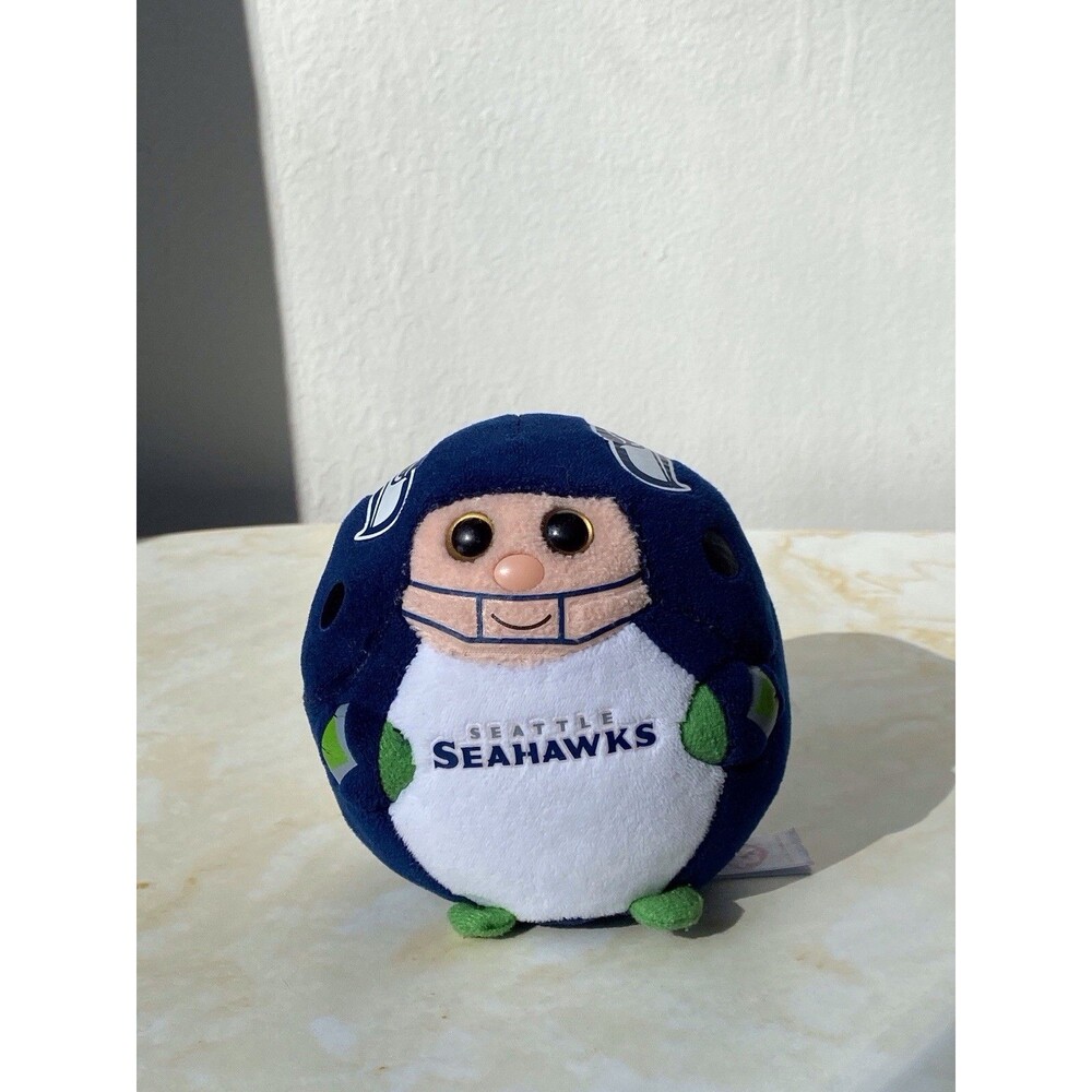 TY Beanie Ballz Seattle Seahawks NFL Football Stuffed Plush Toy 4.5”